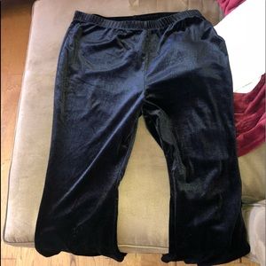 Black crushed velvet bell bottoms.